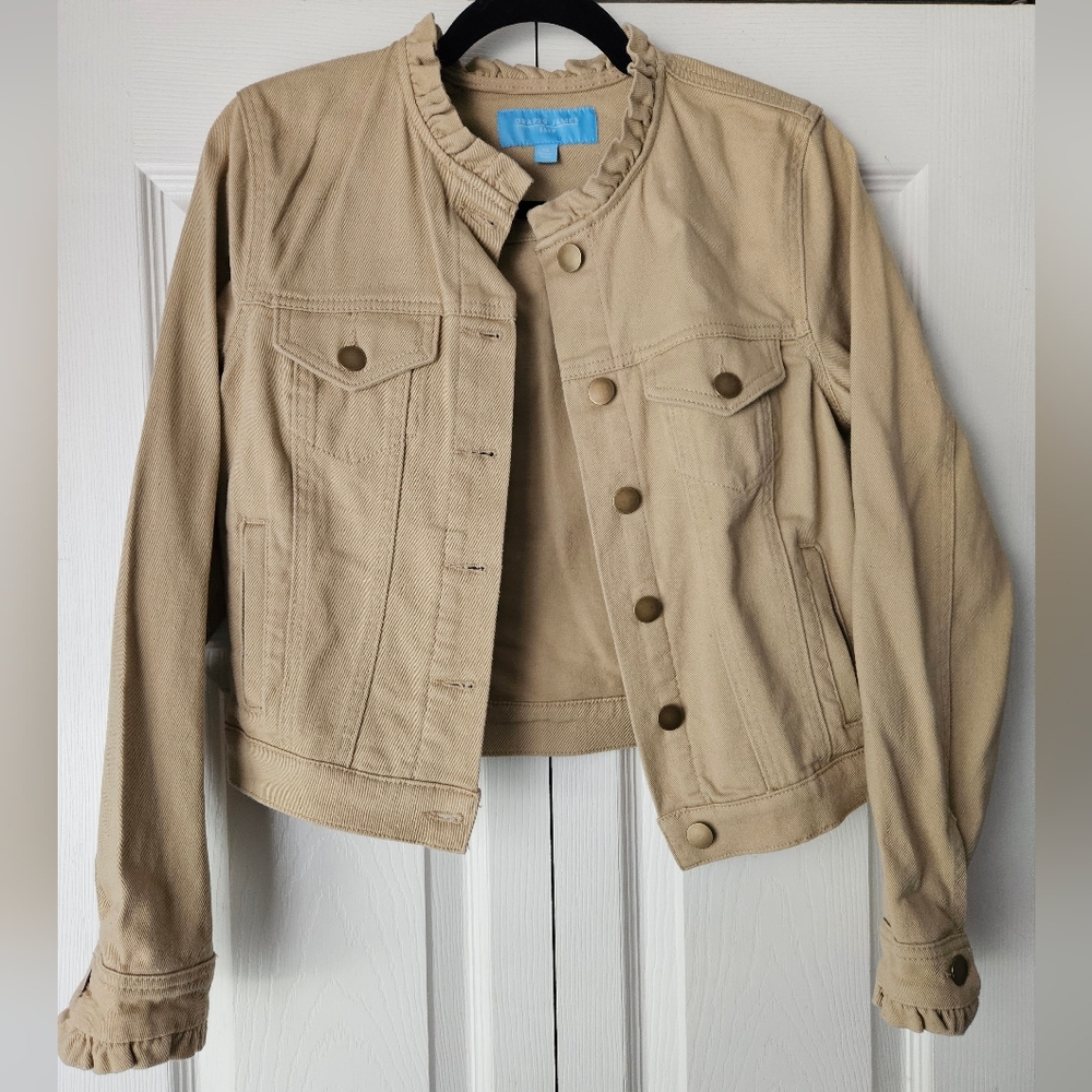 Draper James Beige Button-Front Jean Jacket